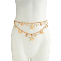 Thumbnail for Bohemia Layered Pearl Conch Starfish Charm Waist Chain - ArtGalleryZen