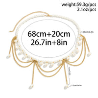 Thumbnail for Bohemia Layered Pearl Tassel Curb Waist Chain - ArtGalleryZen