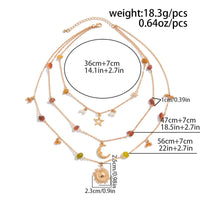 Thumbnail for Bohemia Layered Sun Moon Star Pendant Crystal Stone Chain Necklace - ArtGalleryZen