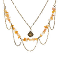 Thumbnail for Bohemia Layered Sun Pendant Turquoise Stone Tassel Chain Necklace - ArtGalleryZen