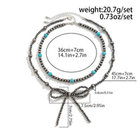 Thumbnail for Bohemia Layered Turquoise Beaded Bowknot Necklace Set - ArtGalleryZen