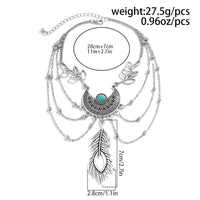 Thumbnail for Bohemia Layered Turquoise Inlaid Feather Pendant Arm Chain - ArtGalleryZen