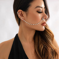 Thumbnail for Bohemia No Piercing Nose To Ear Pearl Chain - ArtGalleryZen