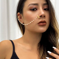 Thumbnail for Bohemia No Piercing Nose To Ear Pearl Chain - ArtGalleryZen