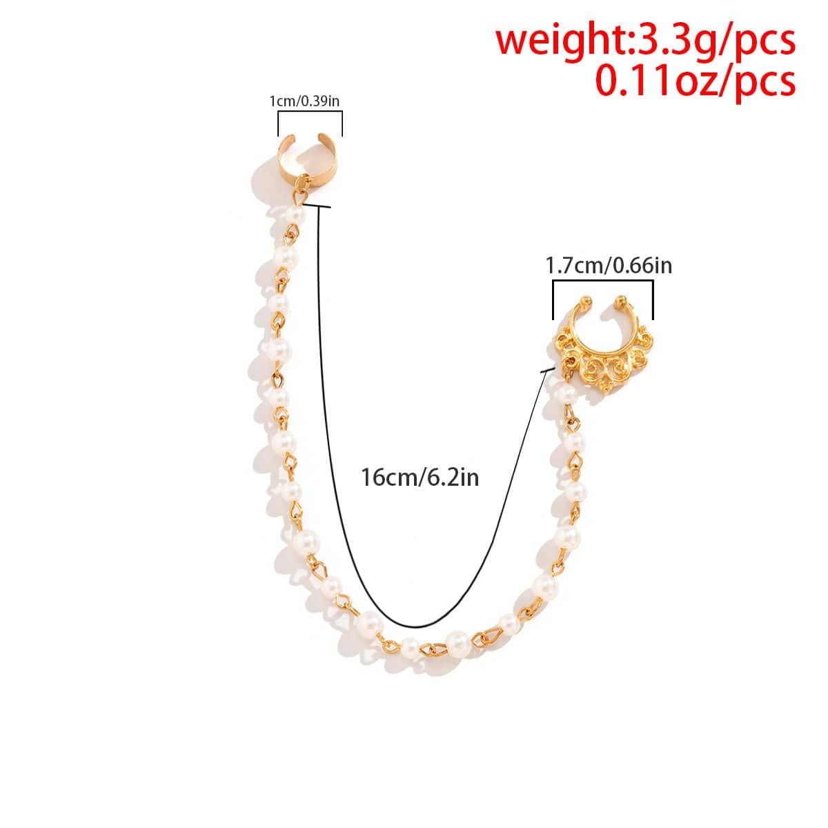 Bohemia No Piercing Nose To Ear Pearl Chain - ArtGalleryZen