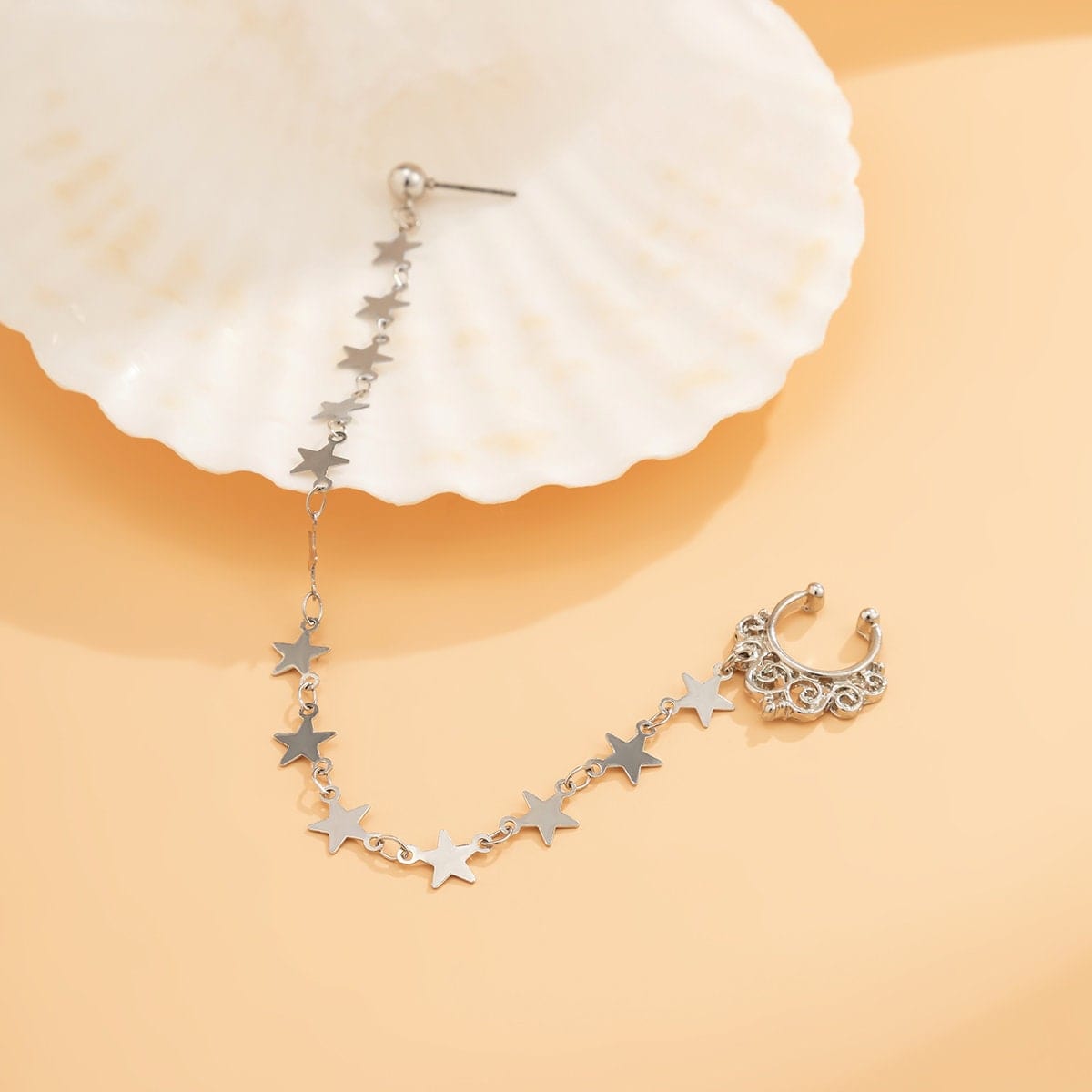 Bohemia No Piercing Nose To Ear Star Chain - ArtGalleryZen