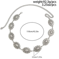 Thumbnail for Bohemia Pearl Inlaid Relief Oval Disk Waist Chain - ArtGalleryZen