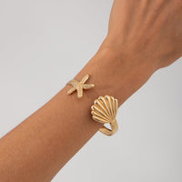Thumbnail for Bohemia Shell Starfish Open Bangle Bracelet - ArtGalleryZen