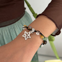 Thumbnail for Bohemia Star Charm Turquoise Stone Wax Cord Bracelet - ArtGalleryZen