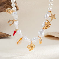 Thumbnail for Bohemia Sun Conch Angel Charm Irregular Pearl Chain Necklace - ArtGalleryZen