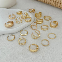 Thumbnail for Boho 20pcs Glossy Hollow Heart Wide Ring Set - ArtGalleryZen