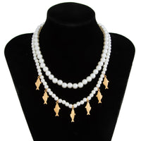 Thumbnail for Boho 2pcs Goldfish Pendant Pearl Chain Necklace Set - ArtGalleryZen