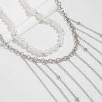 Thumbnail for Boho 2pcs Pearl Chain Tassel Choker Necklace Set - ArtGalleryZen