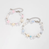 Thumbnail for Boho 2pcs Pearl Shell Starfish Glass Beaded Bracelet Set - ArtGalleryZen