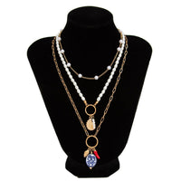Thumbnail for Boho 3pcs Conch Flower Ceramic Pendant Pearl Chain Necklace Set - ArtGalleryZen