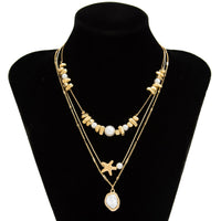Thumbnail for Boho 3pcs Pearl Starfish Pendant Irregular Beaded Necklace Set - ArtGalleryZen