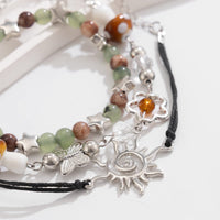 Thumbnail for Boho 3Pcs Sun Butterfly Mushroom Charm Crystal Star Chain Bracelet Set - ArtGalleryZen