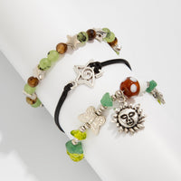 Thumbnail for Boho 3pcs Sun Star Butterfly Charm Turquoise Stone Glass Beaded Bracelet Set - ArtGalleryZen