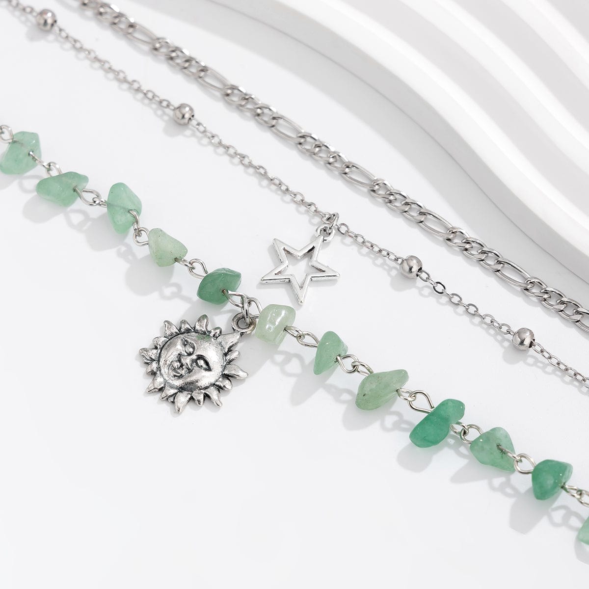 Boho 3Pcs Sun Star Charm Turquoise Stone Bracelet Set - ArtGalleryZen