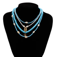 Thumbnail for Boho 4Pcs Conch Starfish Pendant Polymer Clay Seed Bead Necklace Set - ArtGalleryZen