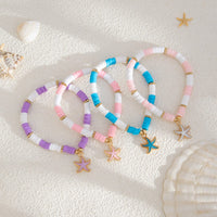 Thumbnail for Boho 4pcs Enamel Starfish Charm Polymer Clay Beaded Bracelet Set - ArtGalleryZen