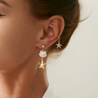 Thumbnail for Boho 4pcs Pearl Conch Shell Starfish Turtle Dangle Earrings Set - ArtGalleryZen