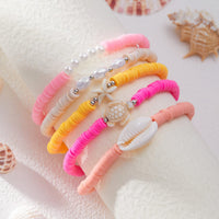 Thumbnail for Boho 5pcs Conch Starfish Turtle Charm Pearl Polymer Clay Beaded Anklet Set - ArtGalleryZen