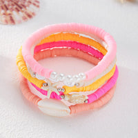 Thumbnail for Boho 5pcs Conch Starfish Turtle Charm Pearl Polymer Clay Beaded Anklet Set - ArtGalleryZen
