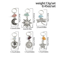 Thumbnail for Boho 6Pcs Turquoise Stone Sun Moon Star Dragonfly Floral Heart Charm Hair Braids Ring Set - ArtGalleryZen