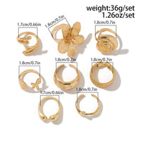 Thumbnail for Boho 8pcs Flower Starfish Shell Stackable Open Ring Set - ArtGalleryZen