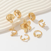 Thumbnail for Boho 8pcs Flower Starfish Shell Stackable Open Ring Set - ArtGalleryZen