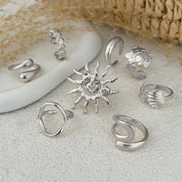 Thumbnail for Boho 8pcs Sun Flower Shell Starfish Hollow Ring Set - ArtGalleryZen