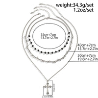 Thumbnail for Boho Antique Cross Pendant Crystal Barbed Chain Necklace Set - ArtGalleryZen