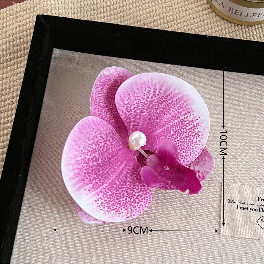 Boho Chic Butterfly Orchid Flower Pearl Hair Clip Hair Pin - ArtGalleryZen
