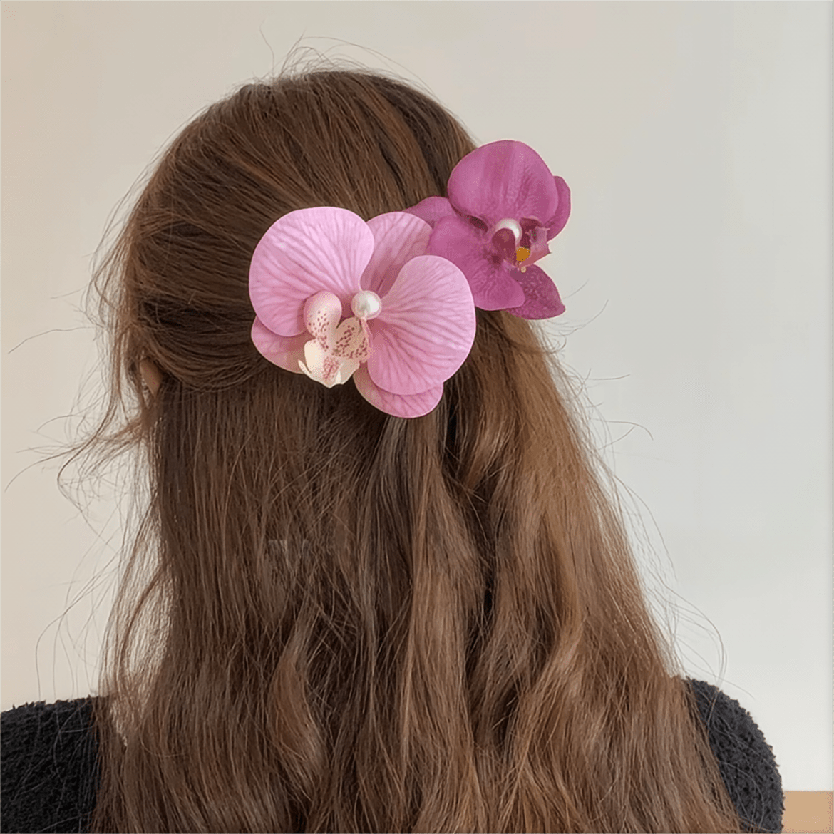 Boho Chic Butterfly Orchid Flower Pearl Hair Clip Hair Pin - ArtGalleryZen