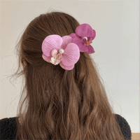 Thumbnail for Boho Chic Butterfly Orchid Flower Pearl Hair Clip Hair Pin - ArtGalleryZen