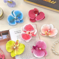 Thumbnail for Boho Chic Butterfly Orchid Flower Pearl Hair Clip Hair Pin - ArtGalleryZen