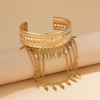 Thumbnail for Boho Chunky Layered Leaf Tassel Embossed Pattern Arm Cuff - ArtGalleryZen