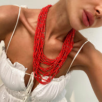 Thumbnail for Boho Chunky Layered Seed Beaded Chain Necklace - ArtGalleryZen