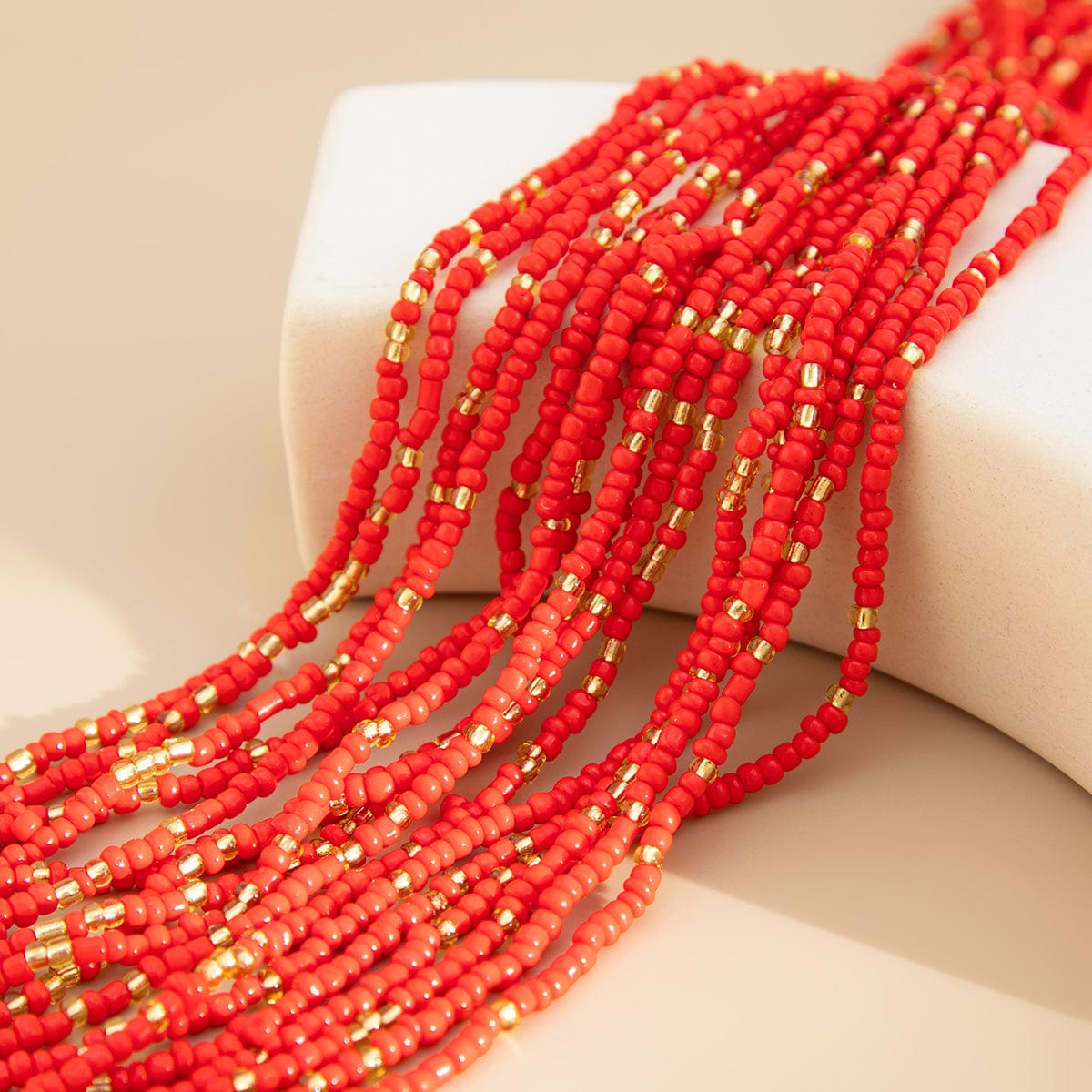 Boho Chunky Layered Seed Beaded Chain Necklace - ArtGalleryZen