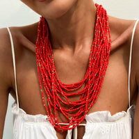 Thumbnail for Boho Chunky Layered Seed Beaded Chain Necklace - ArtGalleryZen