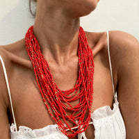 Thumbnail for Boho Chunky Layered Seed Beaded Chain Necklace - ArtGalleryZen