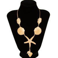 Thumbnail for Boho Chunky Pearl Conch Shell Starfish Charm Necklace - ArtGalleryZen