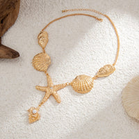 Thumbnail for Boho Chunky Pearl Conch Shell Starfish Charm Necklace - ArtGalleryZen