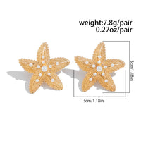 Thumbnail for Boho Chunky Pearl Inlaid Starfish Earrings - ArtGalleryZen