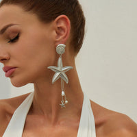 Thumbnail for Boho Chunky Starfish Pearl Tassel Conch Earrings - ArtGalleryZen