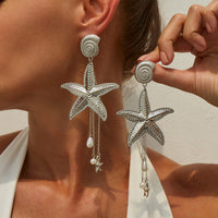 Thumbnail for Boho Chunky Starfish Pearl Tassel Conch Earrings - ArtGalleryZen