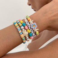 Thumbnail for Boho Colorful 5pcs Flower Turtle Pearl Beaded Bracelet Set - ArtGalleryZen