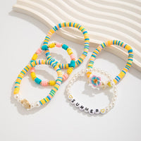 Thumbnail for Boho Colorful 5pcs Flower Turtle Pearl Beaded Bracelet Set - ArtGalleryZen