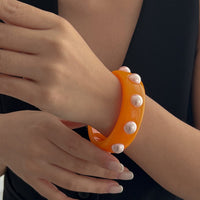 Thumbnail for Boho Colorful Pearl Resin Bangle Bracelet - ArtGalleryZen